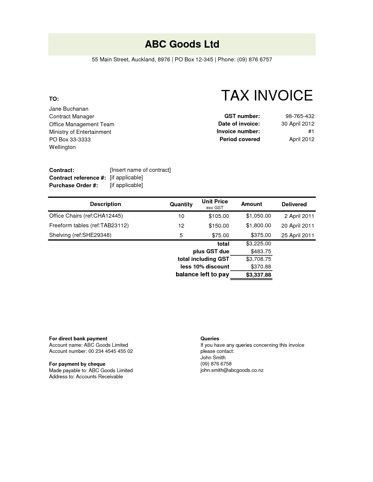 nz invoice template tax invoice template nz invoice example 1275 X 1650