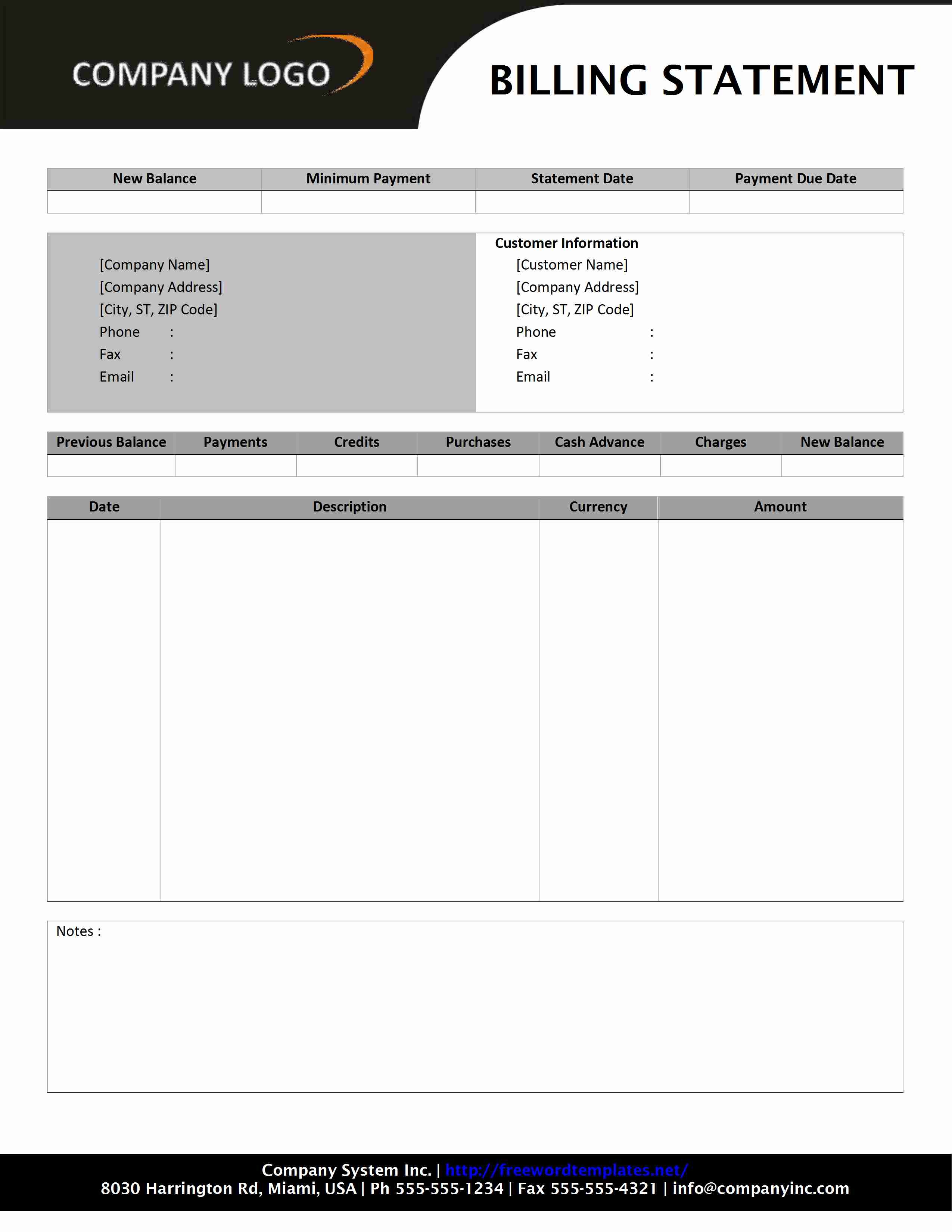 sample invoice statement billing statement freewordtemplates 2550 X 3300