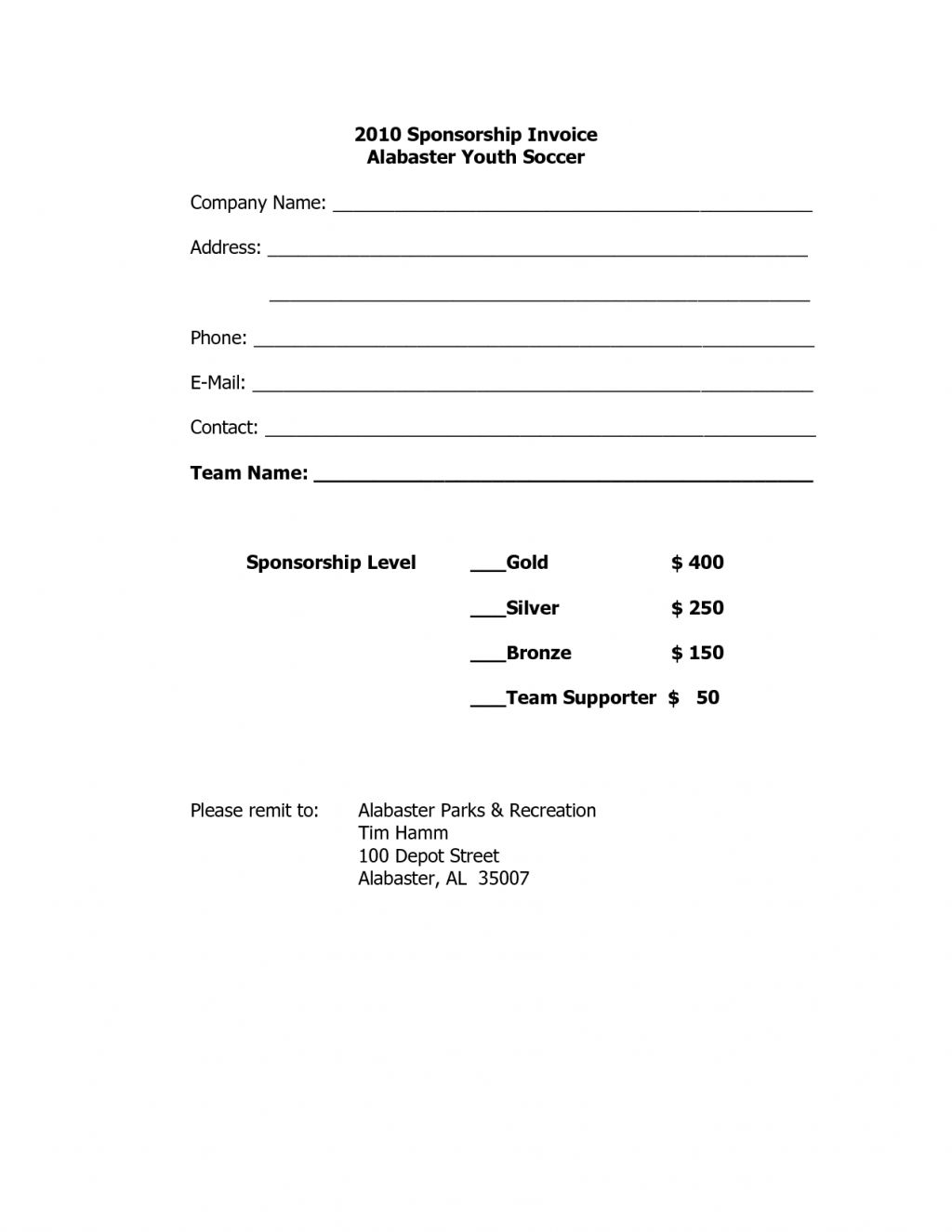 Sponsorship Invoice Template * Invoice Template Ideas