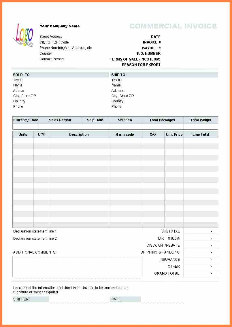 11 commercial rent invoice invoice template commercial invoice declaration statement
