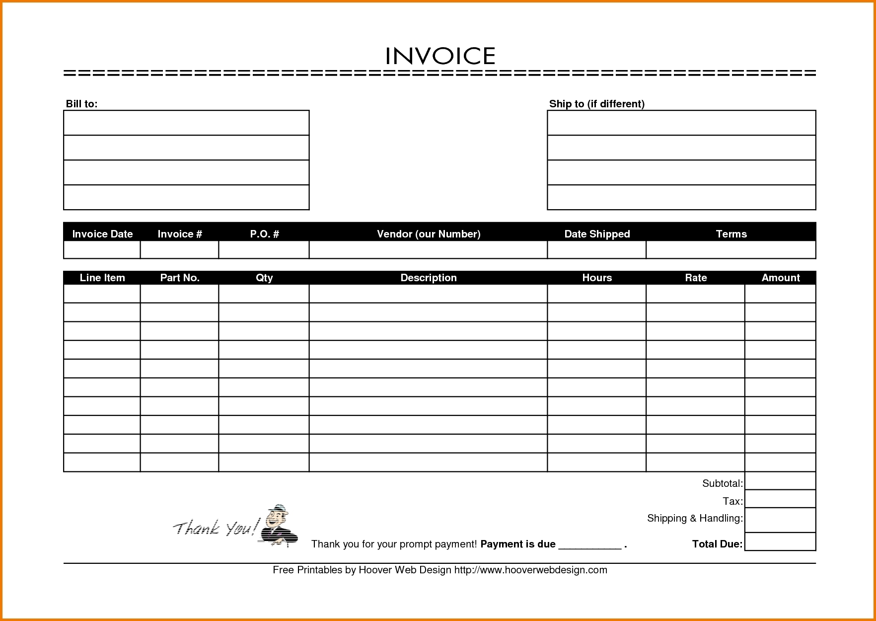 blank invoice template printable formiles blank invoice printable