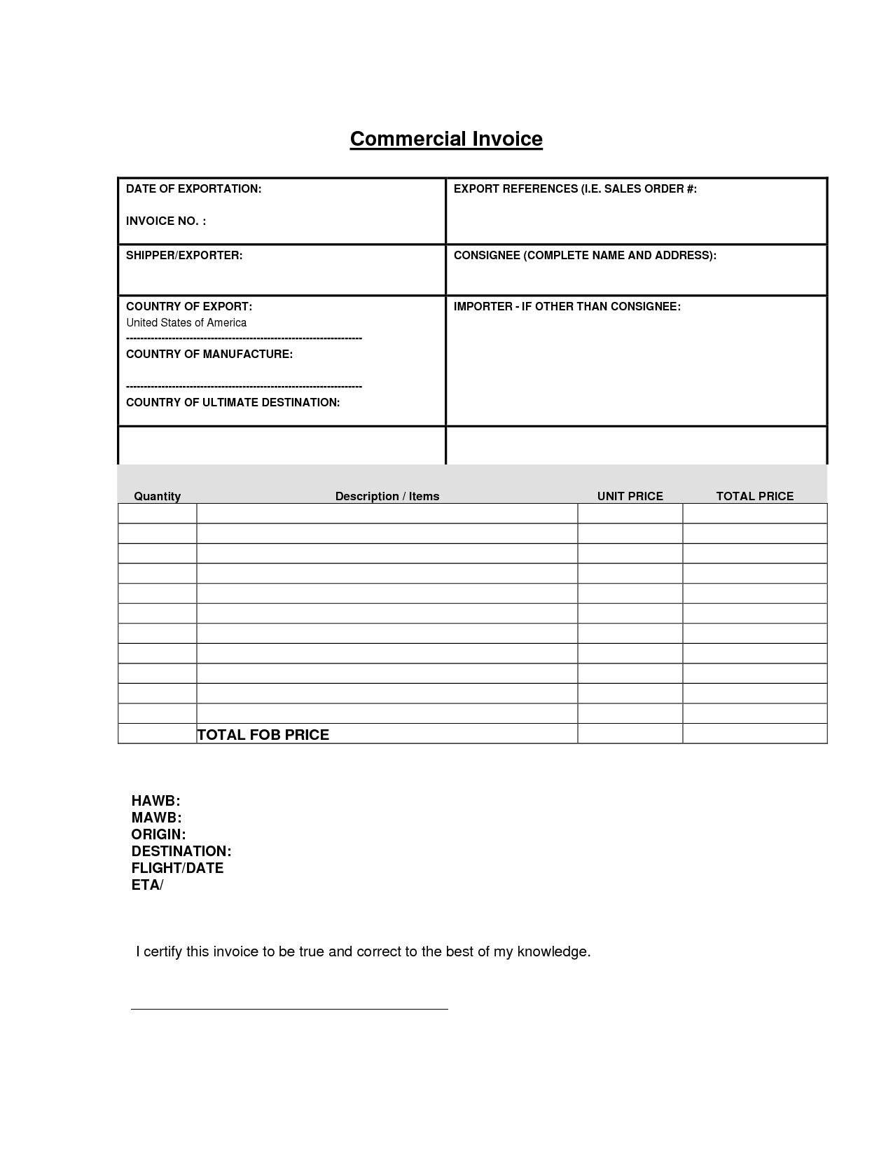 commercial invoice sample excel invoice template ideas commercial invoice excel