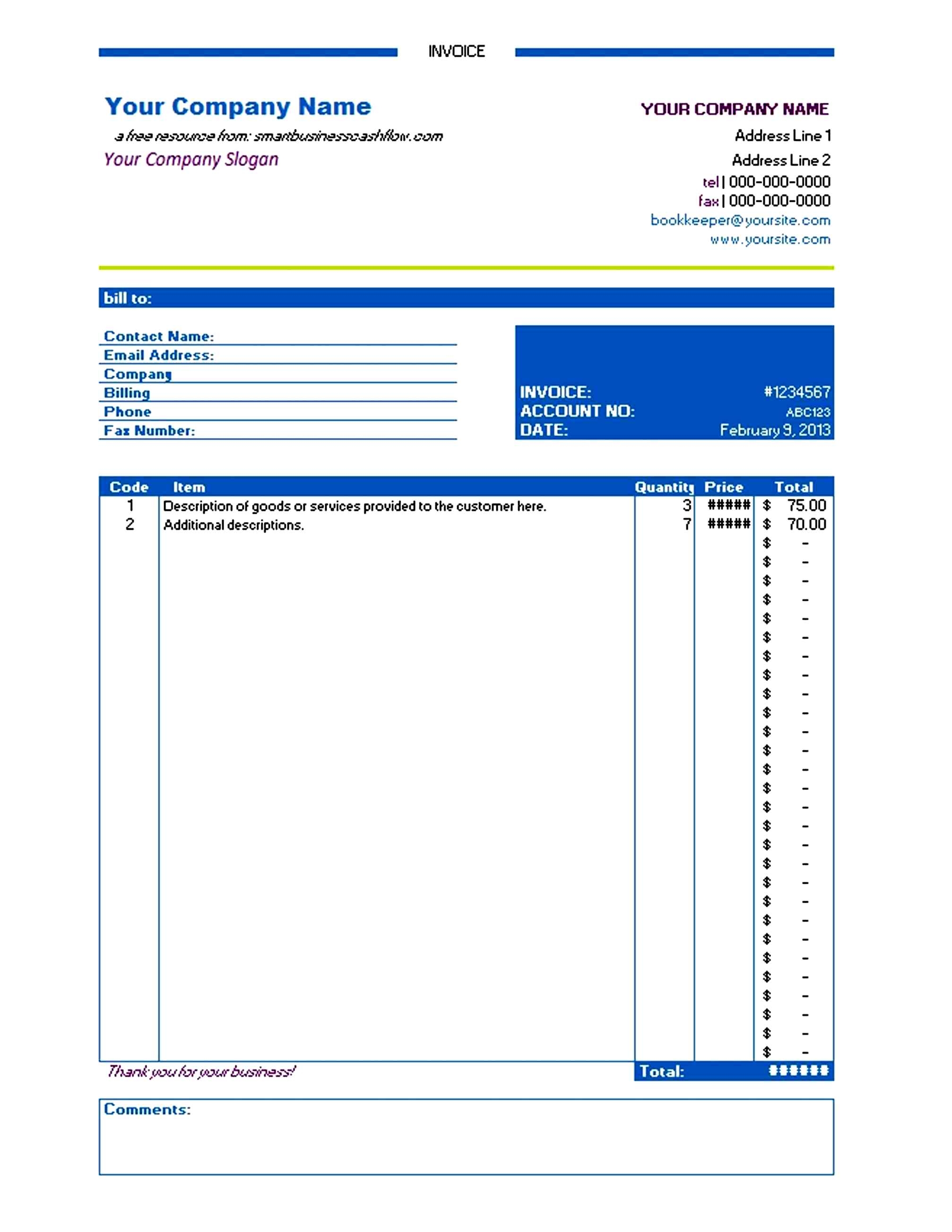 microsoft word invoice template free download