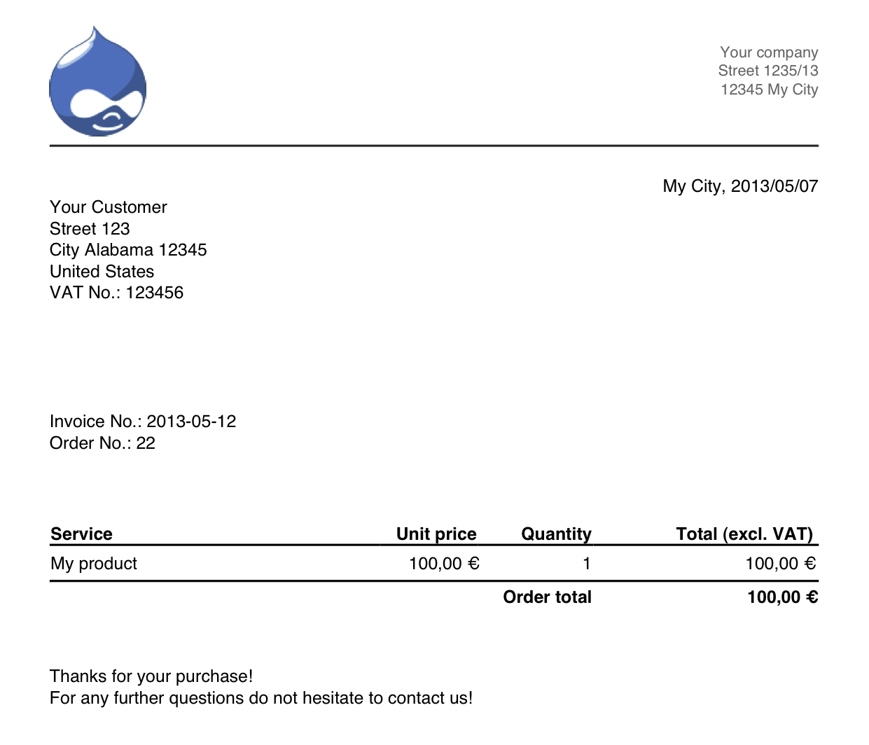 e invoice template commerce billy drupal 1241 X 1064