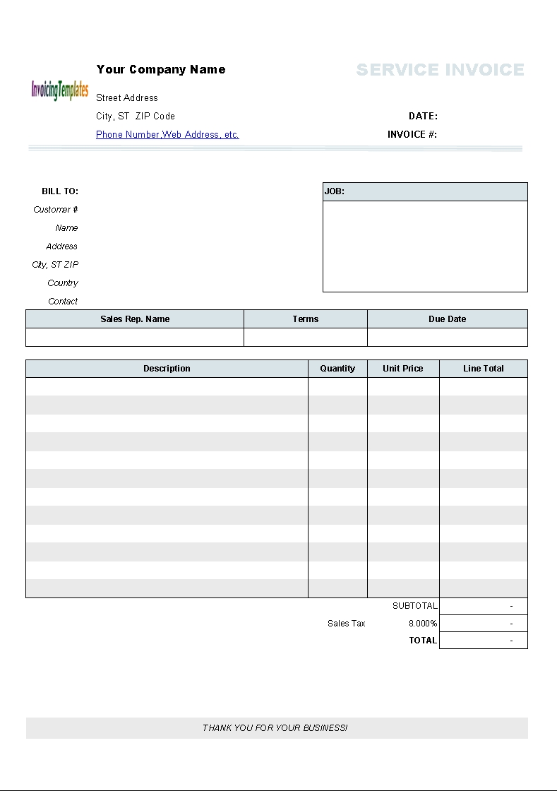 blank invoice template word