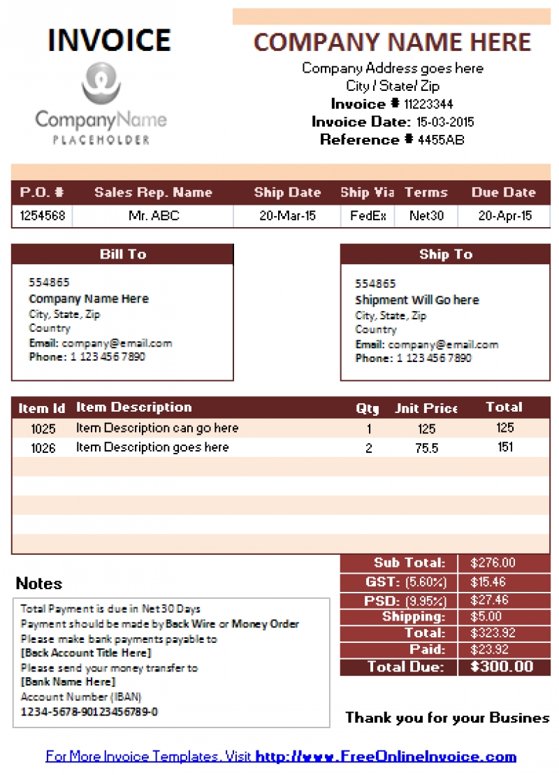 Net 30 Days From Date Of Invoice Invoice Template Ideas