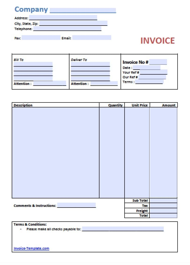 free lance invoice template microsoft excel