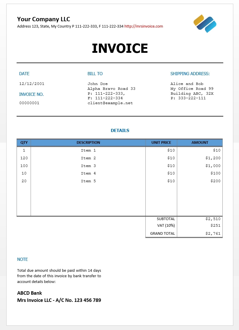 invoice template doc invoice sample template invoice template doc free