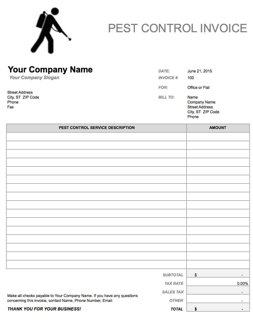 pest control invoice template free pest control invoice template excel pdf word doc 834 X 1058