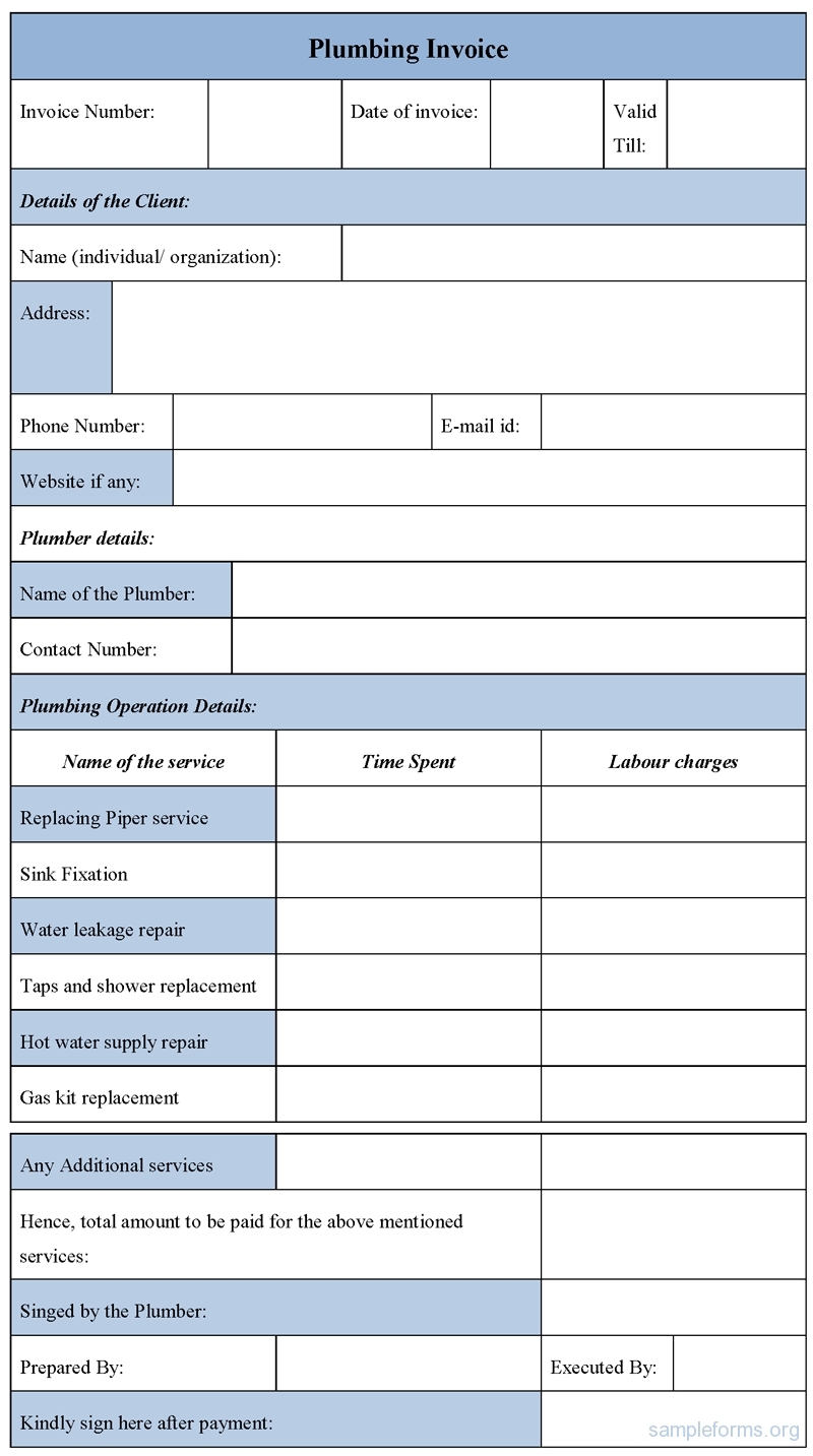 plumbing invoice sample plumbing invoice forms robinhobbs 800 X 1433