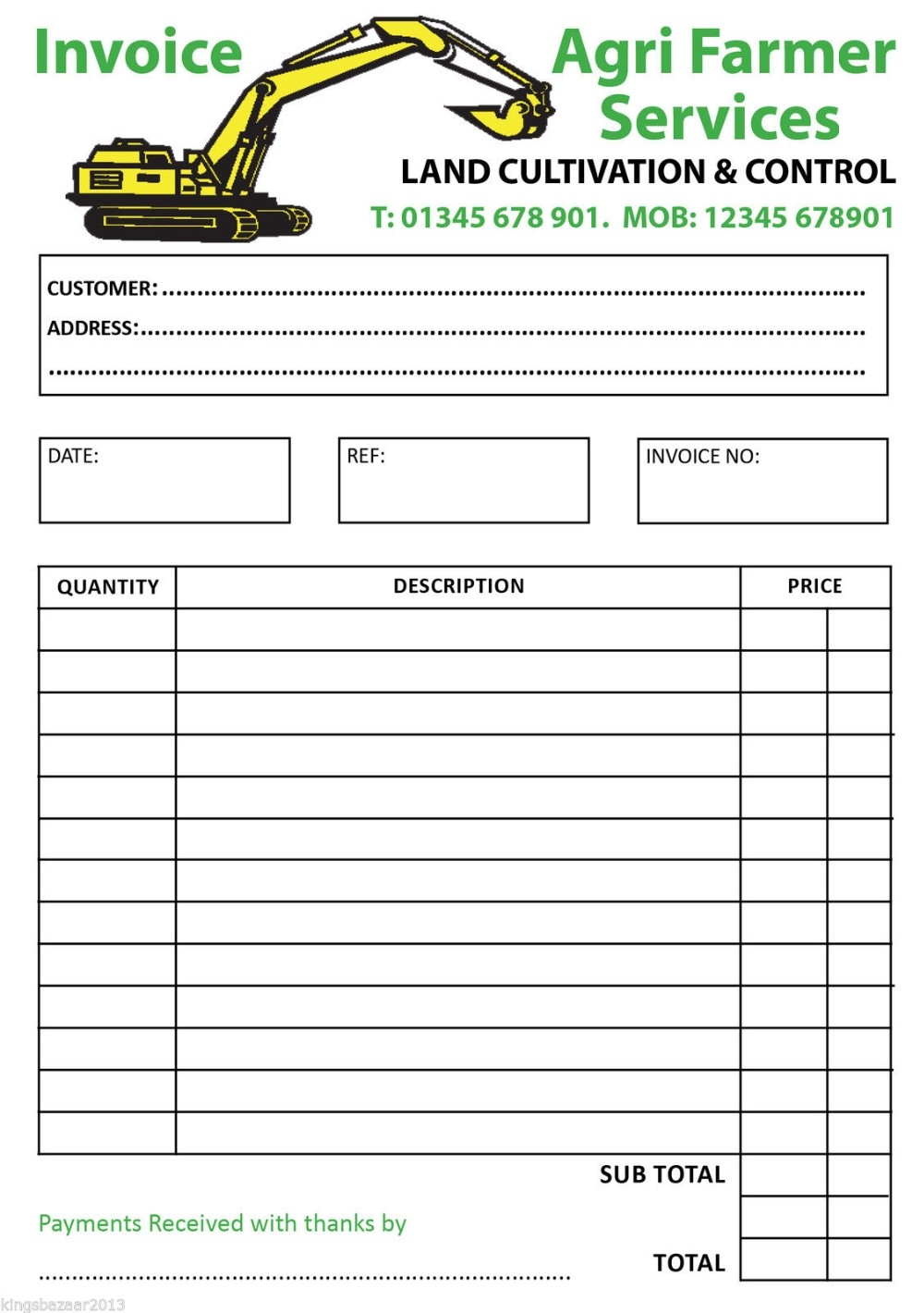 printable invoice book