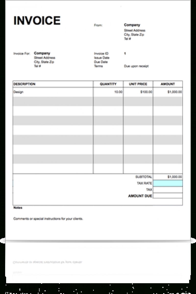 google sheets simple invoice template