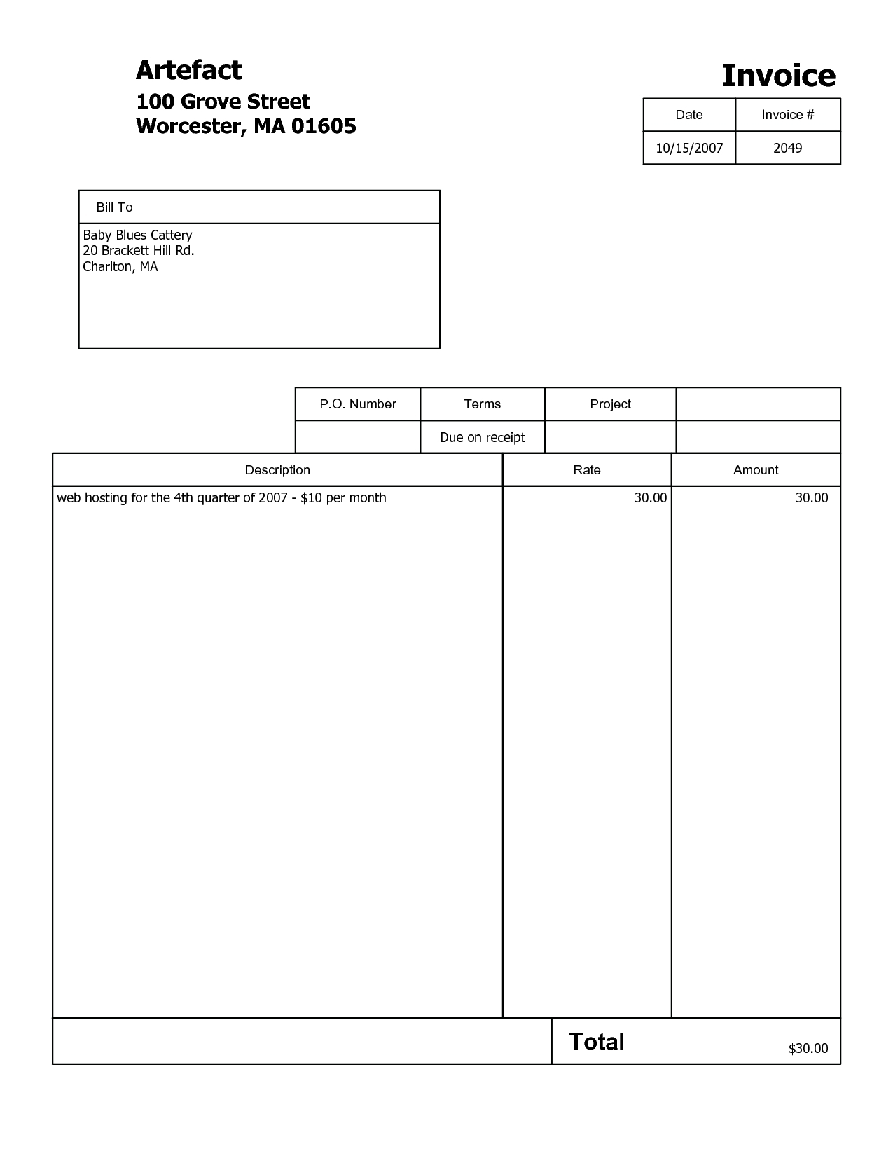 access simple invoice template