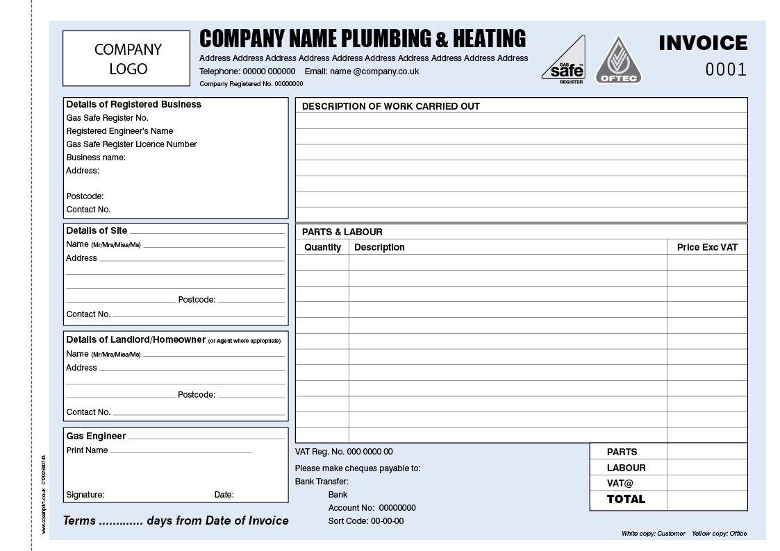 invoice books for plumbers personalised duplicate pads invoice books with company logo