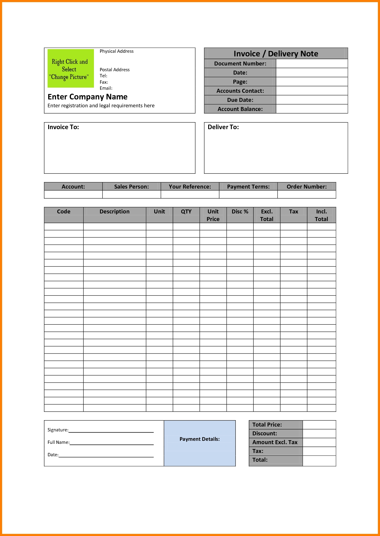 invoice word document 10 tax invoice template word doc debt spreadsheet 1254 X 1768