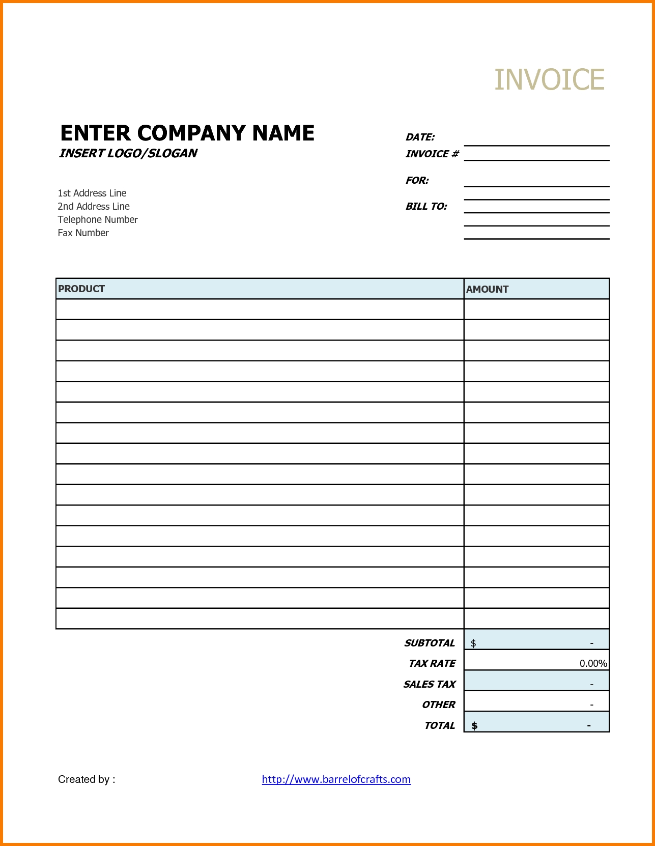 Free Fill In Invoice Templates Cataloglasopa