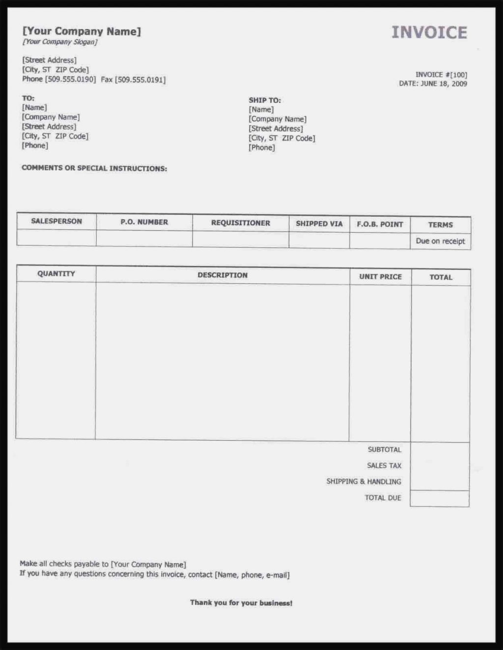 Sole Proprietor Invoice Template