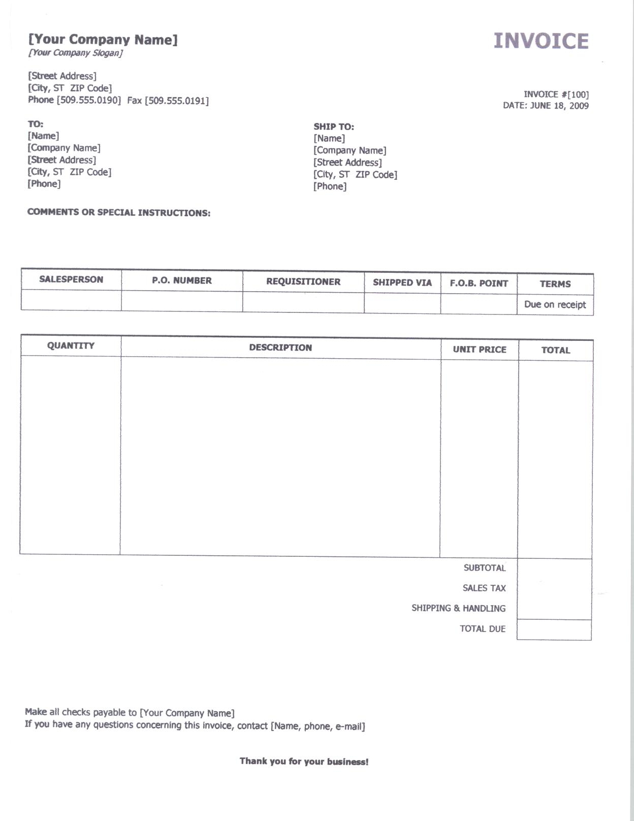 pdf self employed printable invoice template