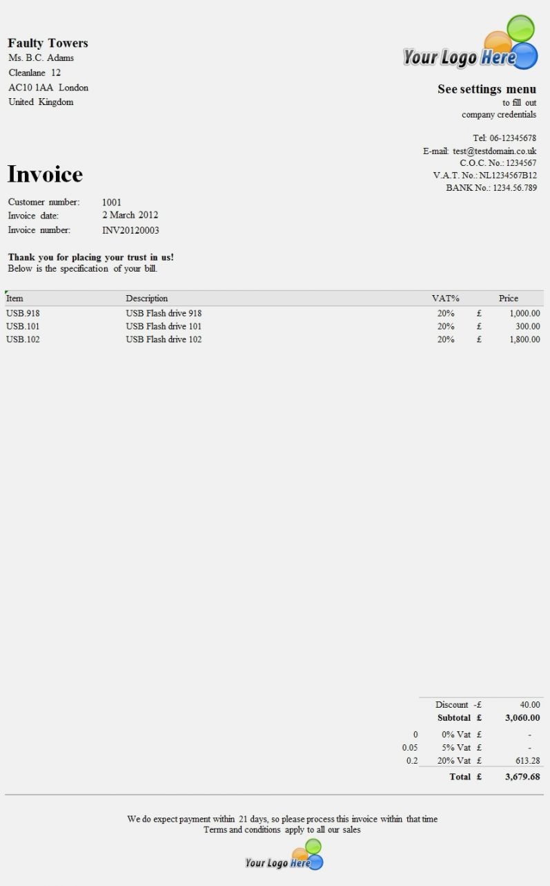 pdf self employed printable invoice template