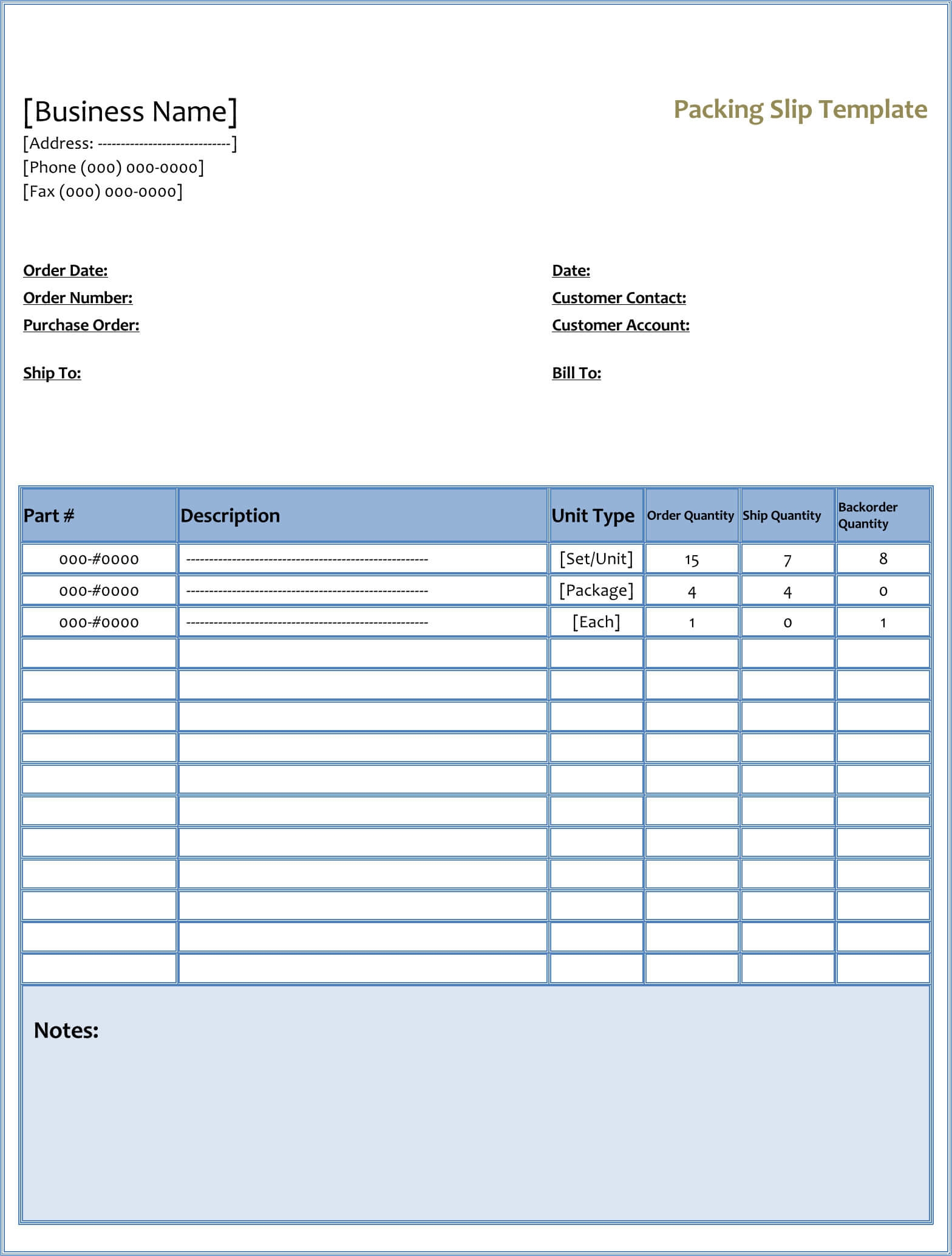 Moving Packing List Template Excel