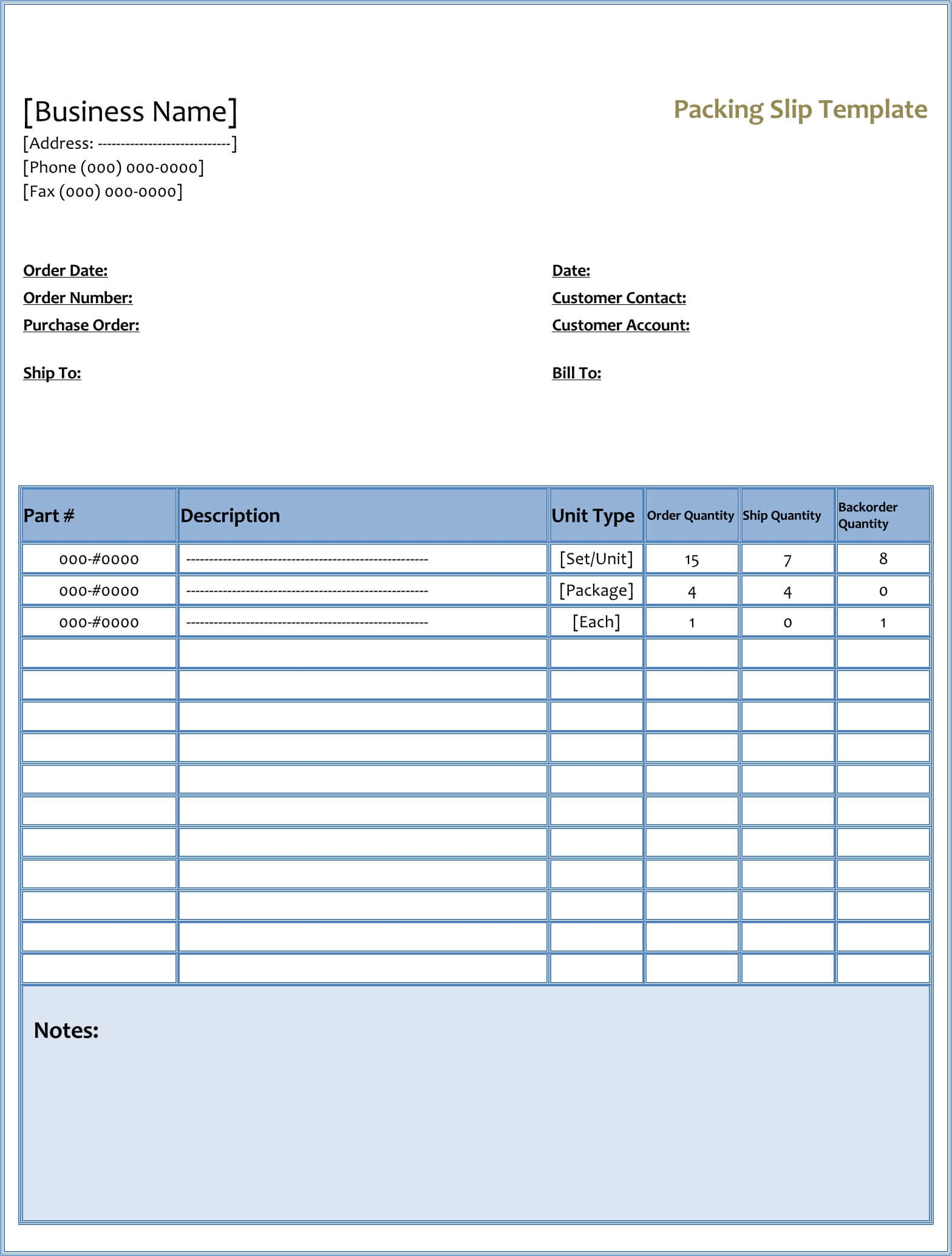 Commercial Packing List Template Invoice Template Ideas