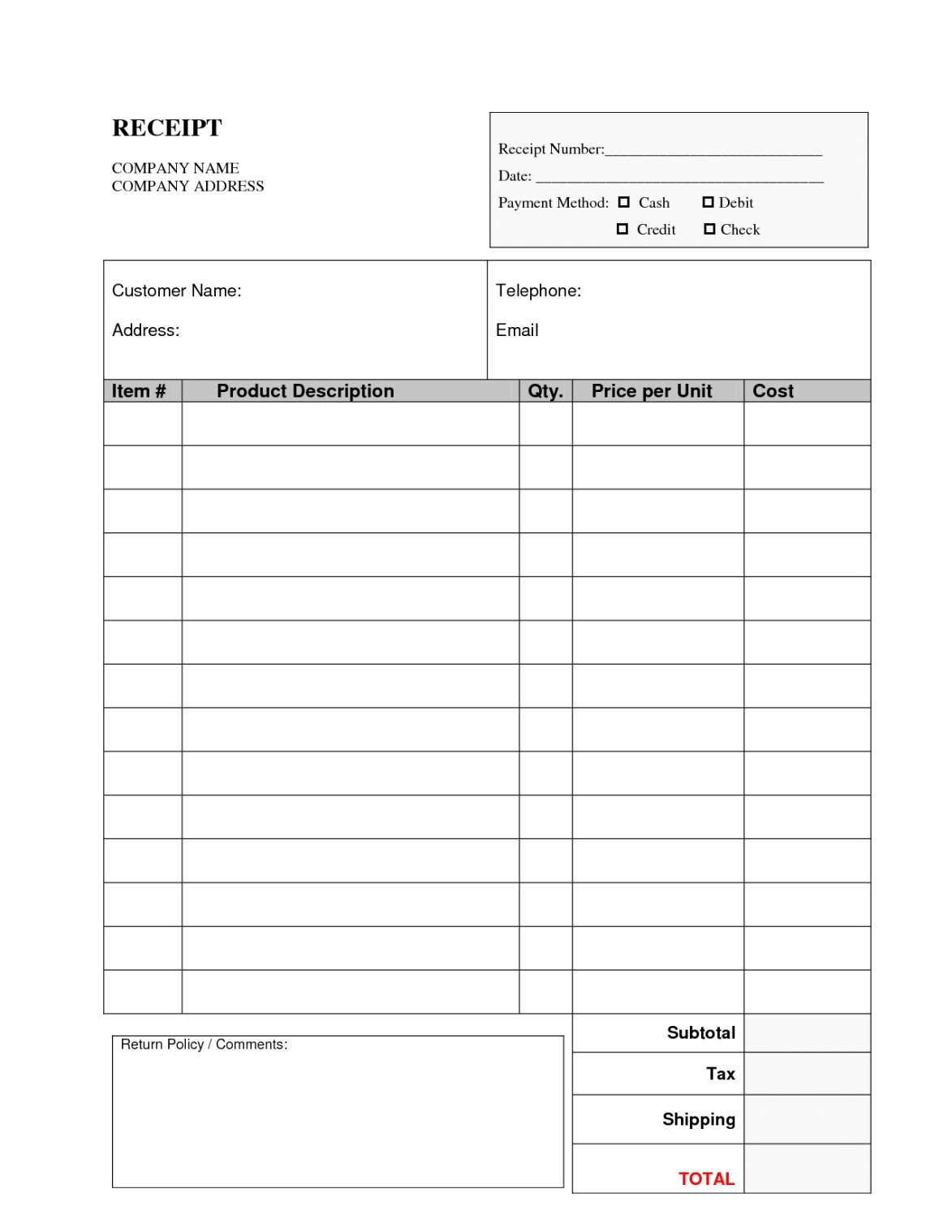 Free Medical Receipt Template Download * Invoice Template Ideas