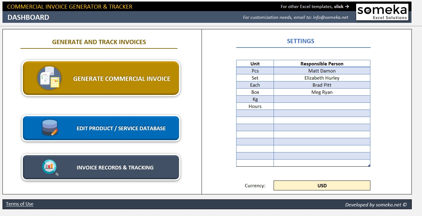 Invoice And Database Excel Invoice Template Ideas