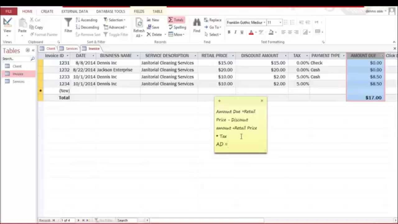 create invoice database using ms access 2013 part 1 ms access invoice template free