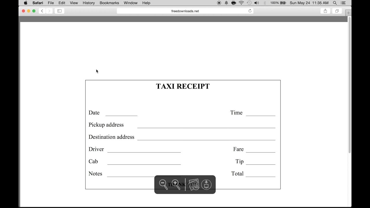 Singapore Taxi Receipt Template