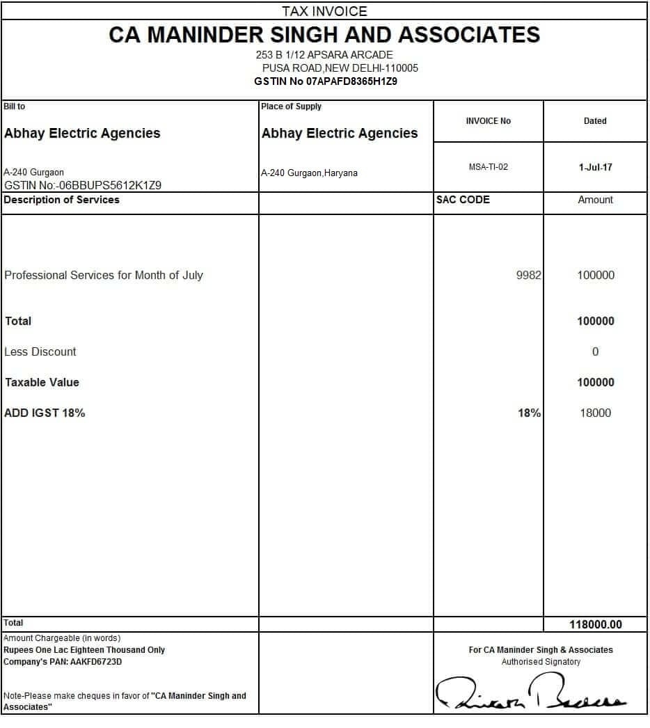 download excel format of tax invoice in gst gst invoice format gst invoice format sample