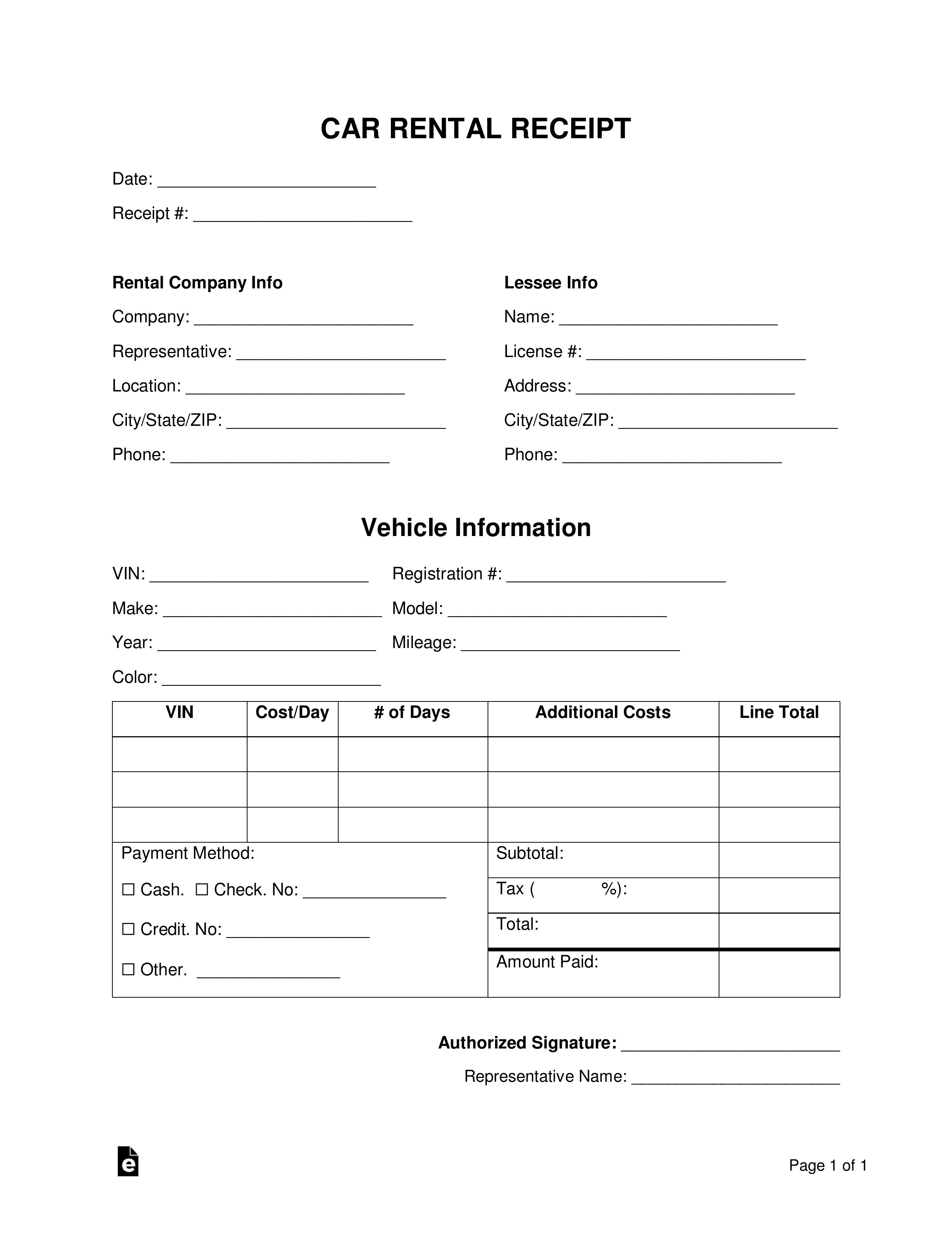 free car rental receipt template word pdf eforms car hired service receipt samples