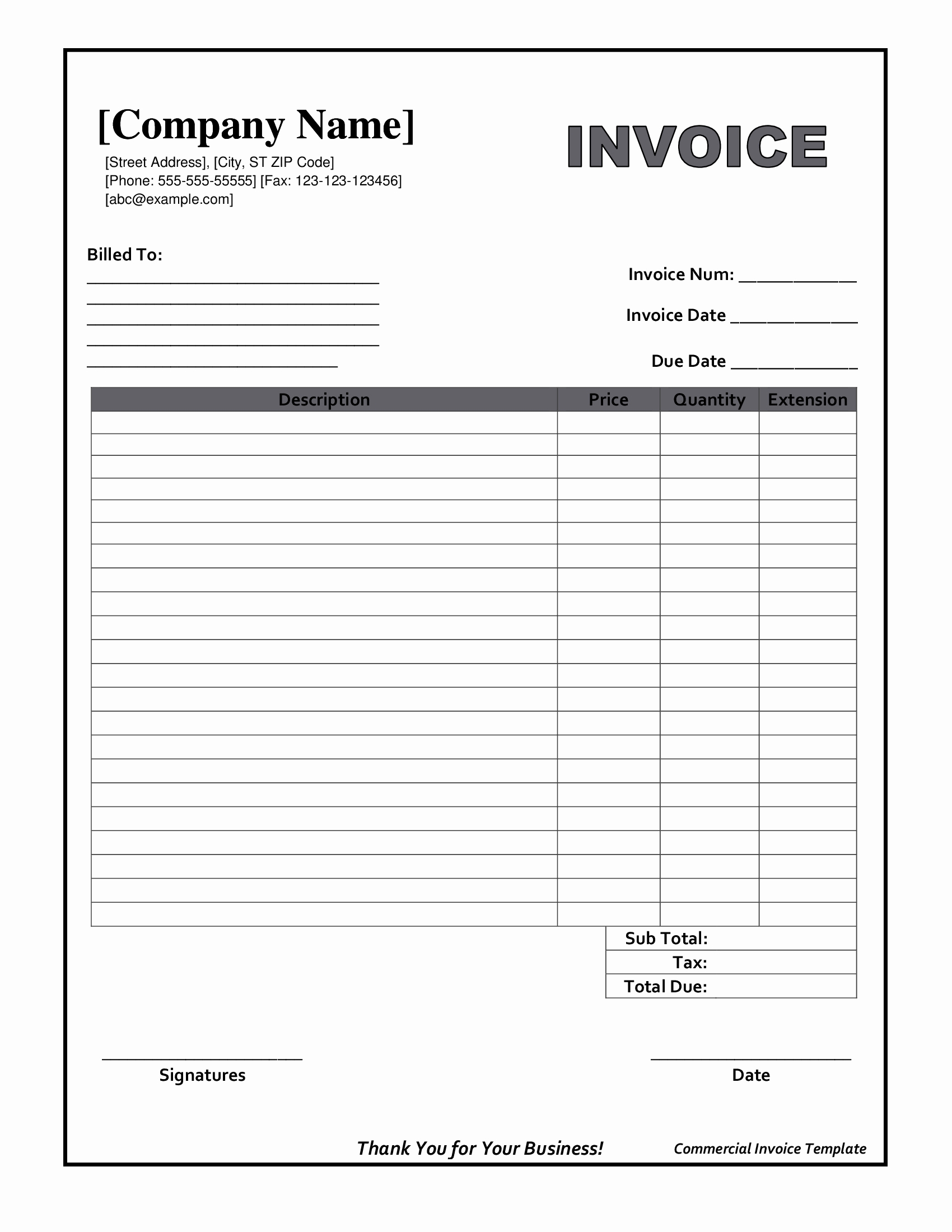 Fill In And Print Invoices * Invoice Template Ideas