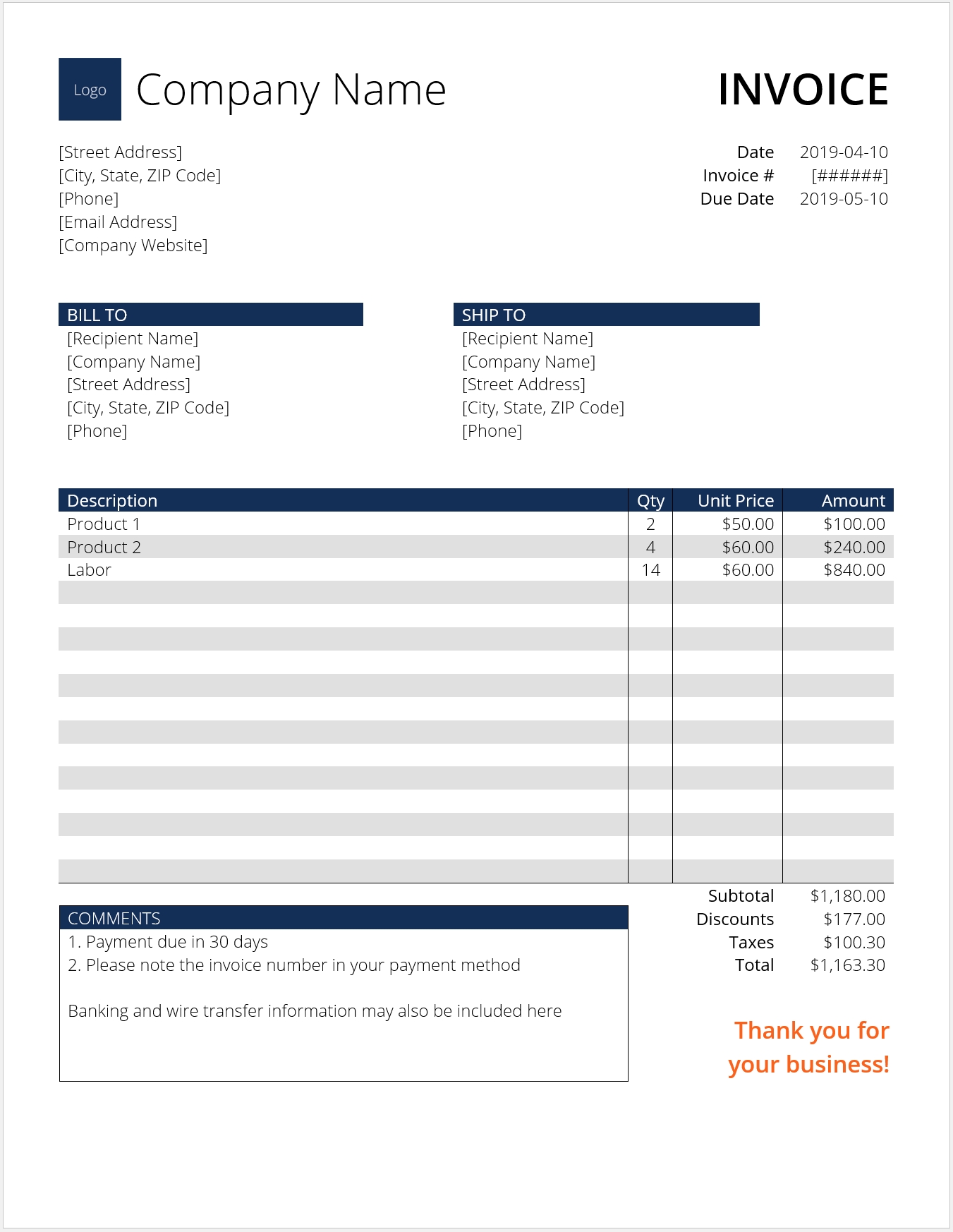 Word Invoice Template Please