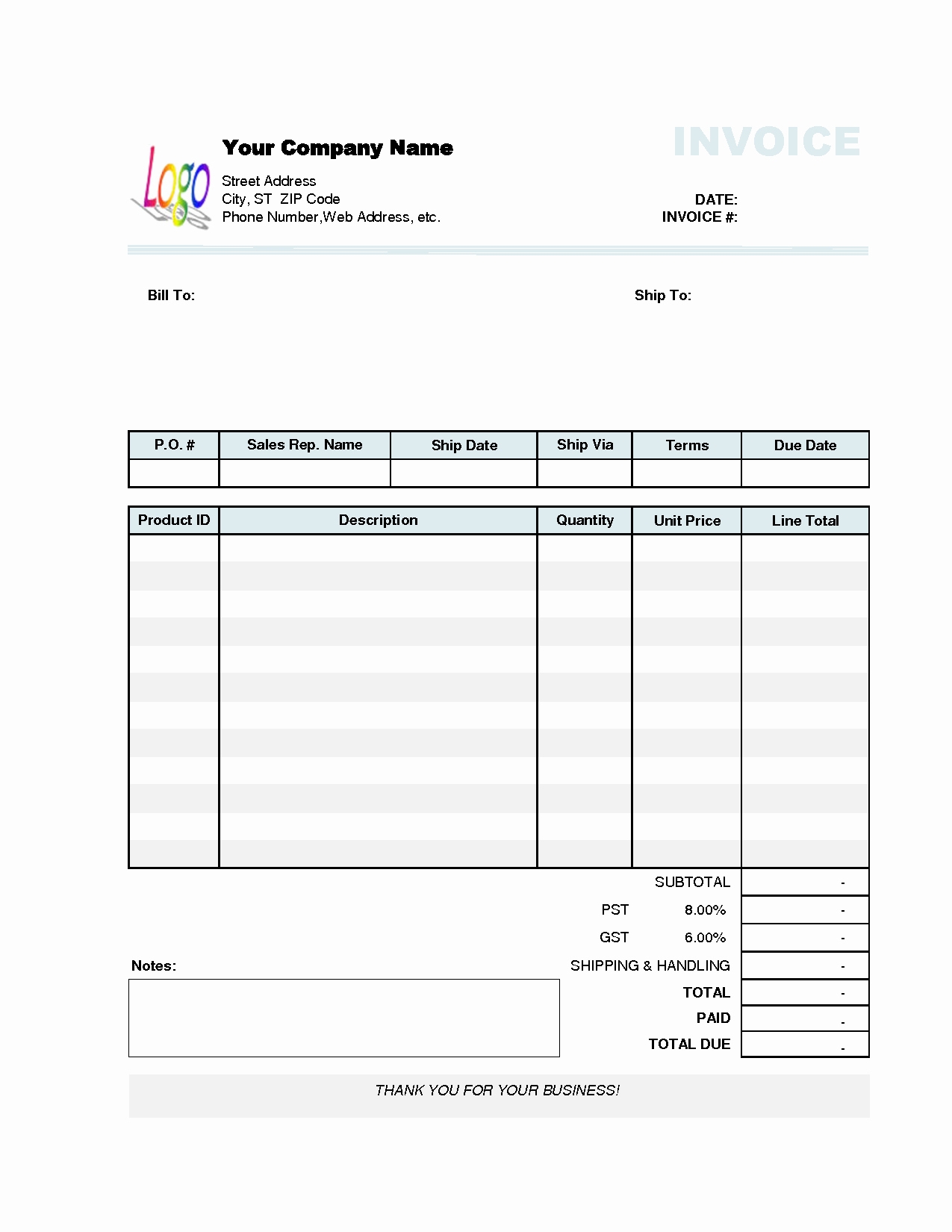 free fill in invoice template