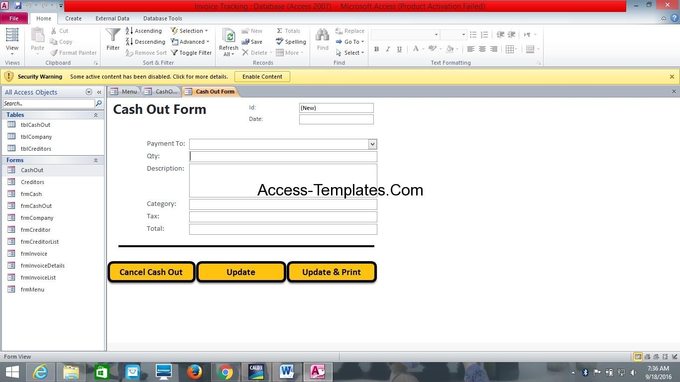 ms access database invoice tracking template access ms access invoice template free