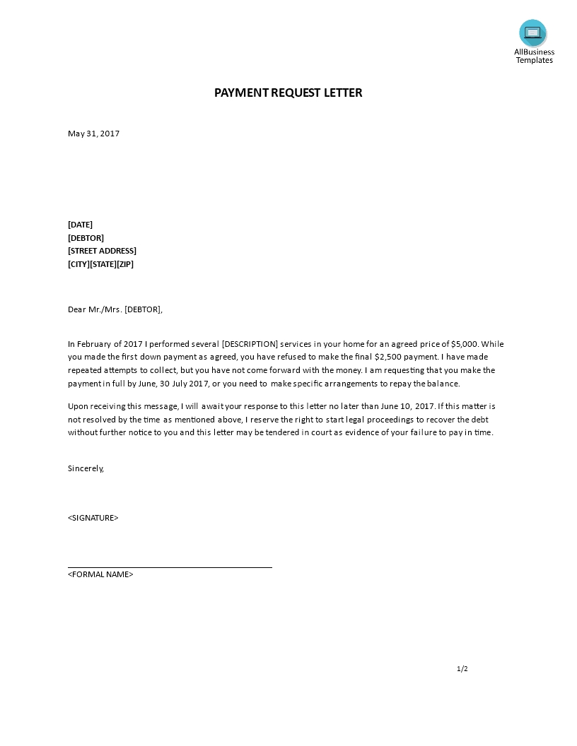 payment request letter templates at allbusinesstemplates request letter for payment due