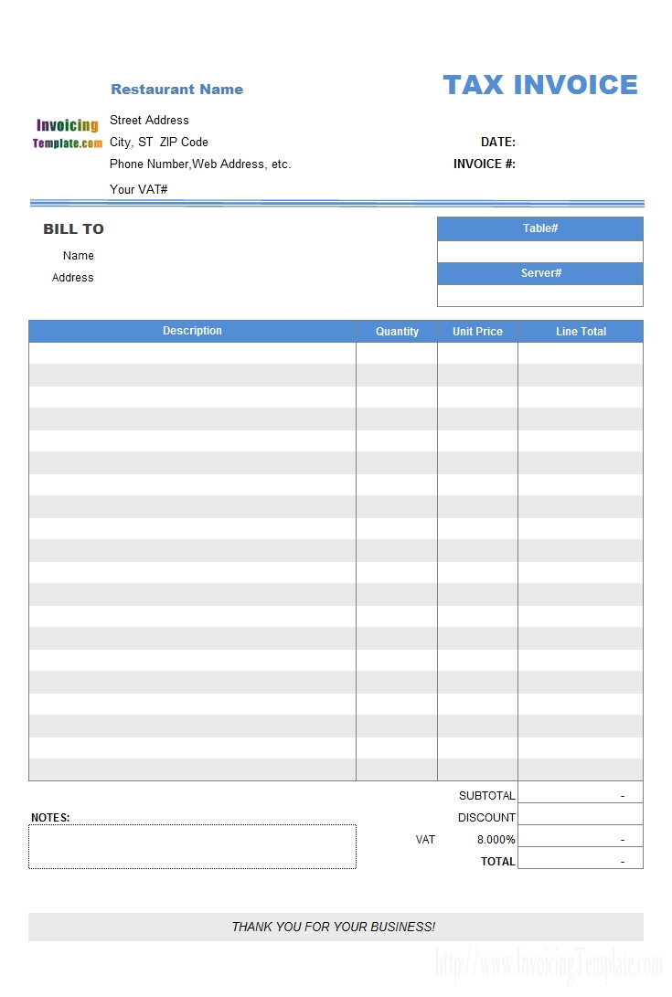 restaurant dining invoice template vat invoice template vat bill format in word