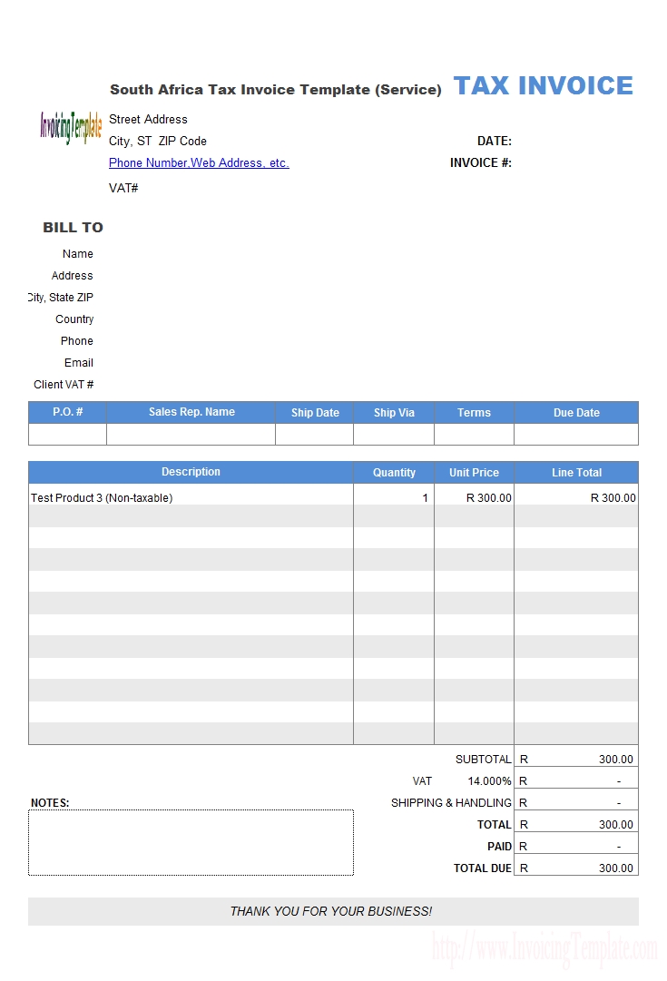south africa tax invoice template service invoice vat bill format in word