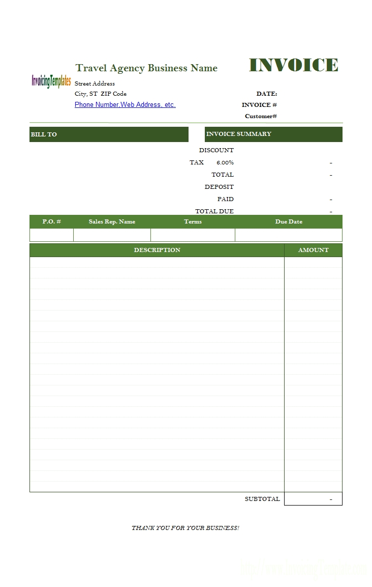 Travel Agency Receipt Template