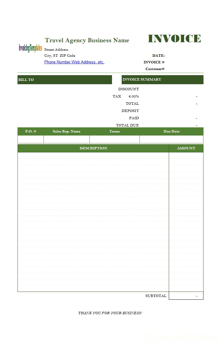 Bill Format Of Tour Travel Invoice Template Ideas
