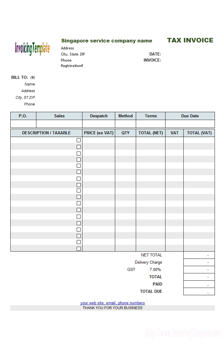 Gst Tax Invoice Template Nz