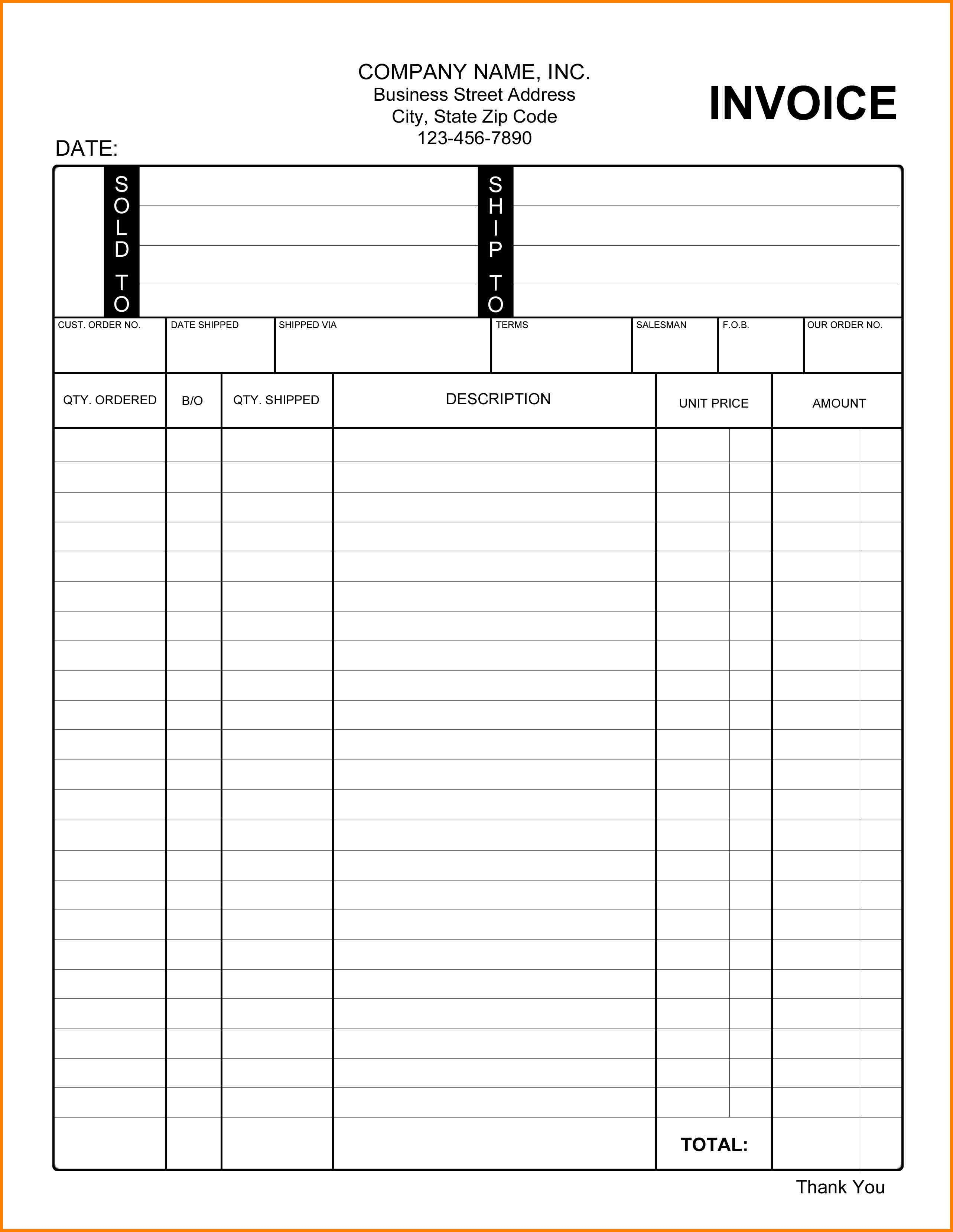 sales invoice format in word free download