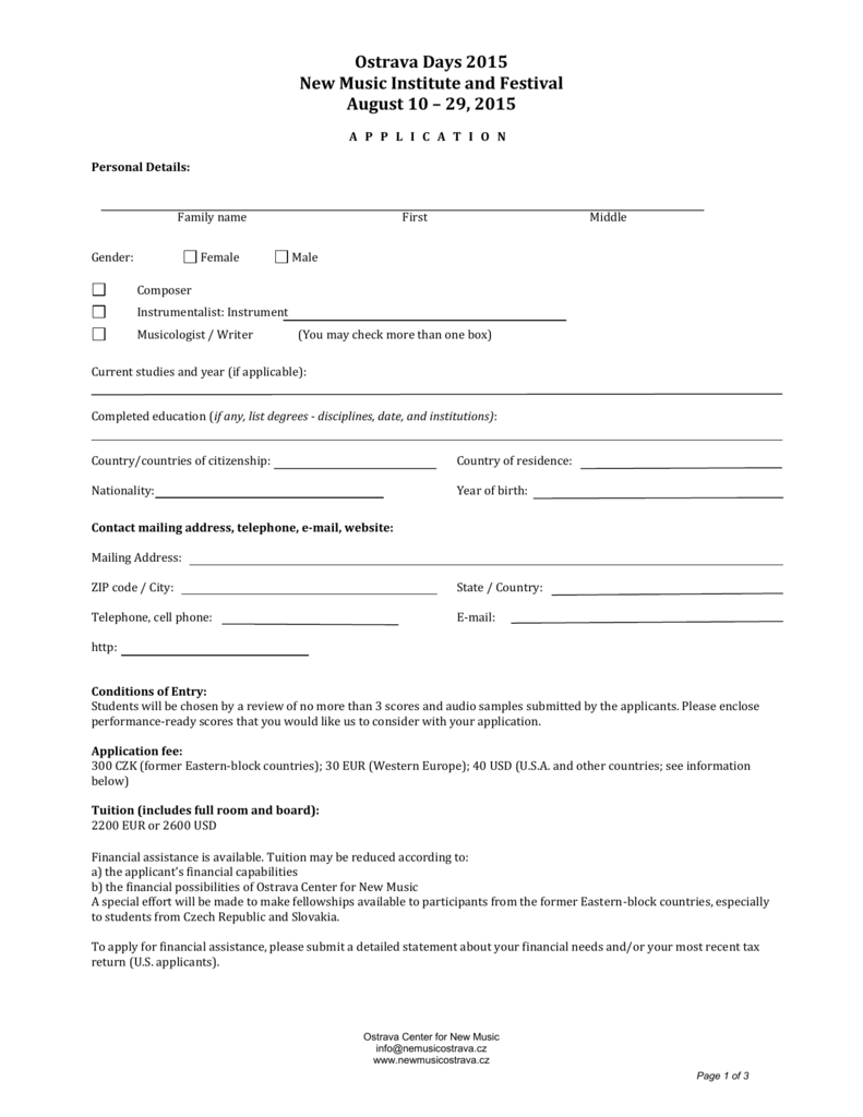 application form application form of performance