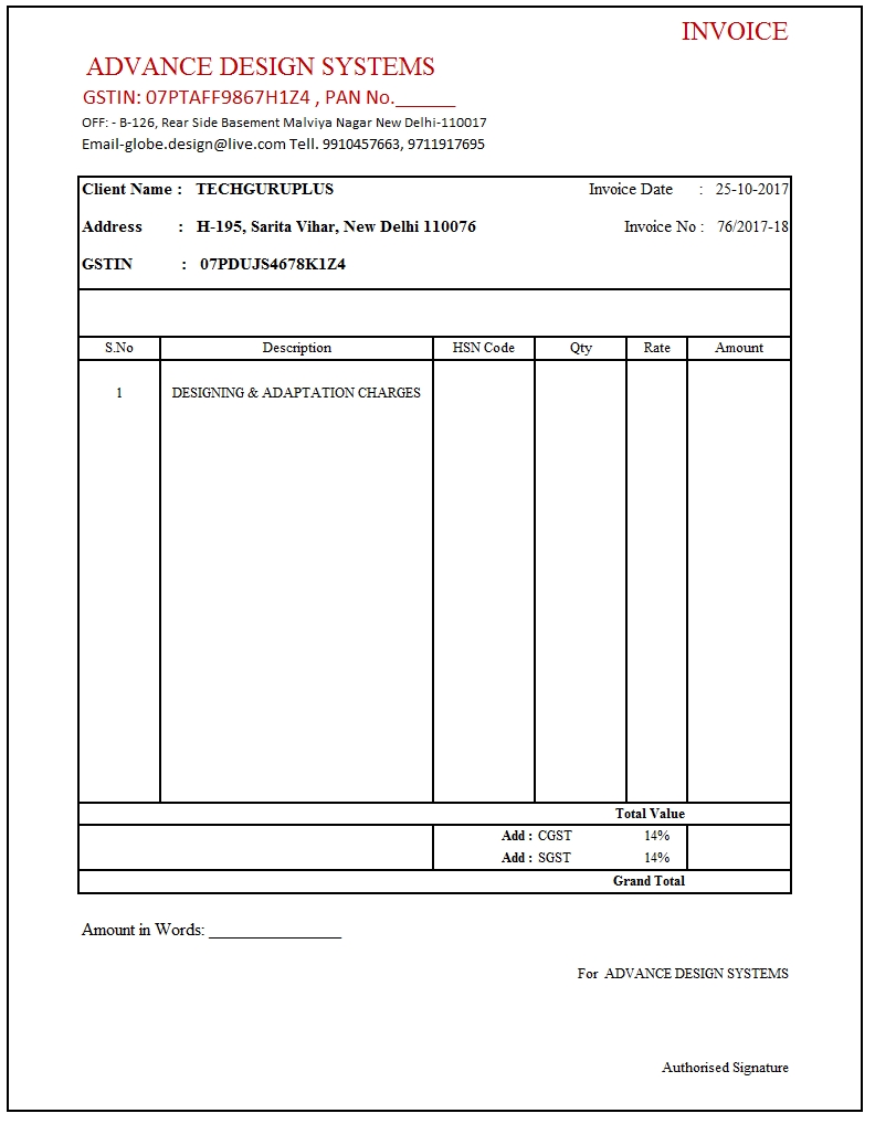 Bill Of Supply Format In Excel Download