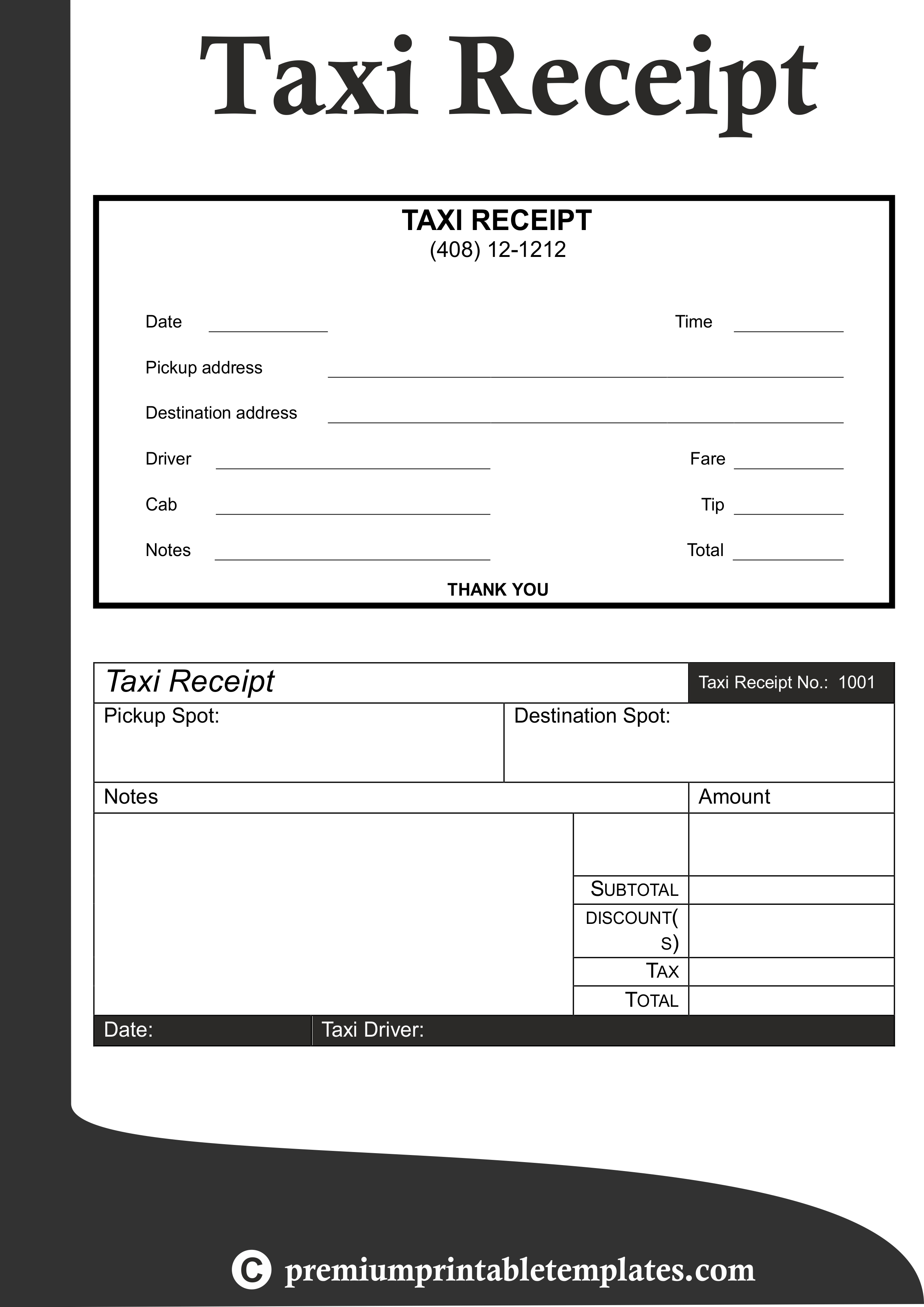 Taxi Receipt Template Excel