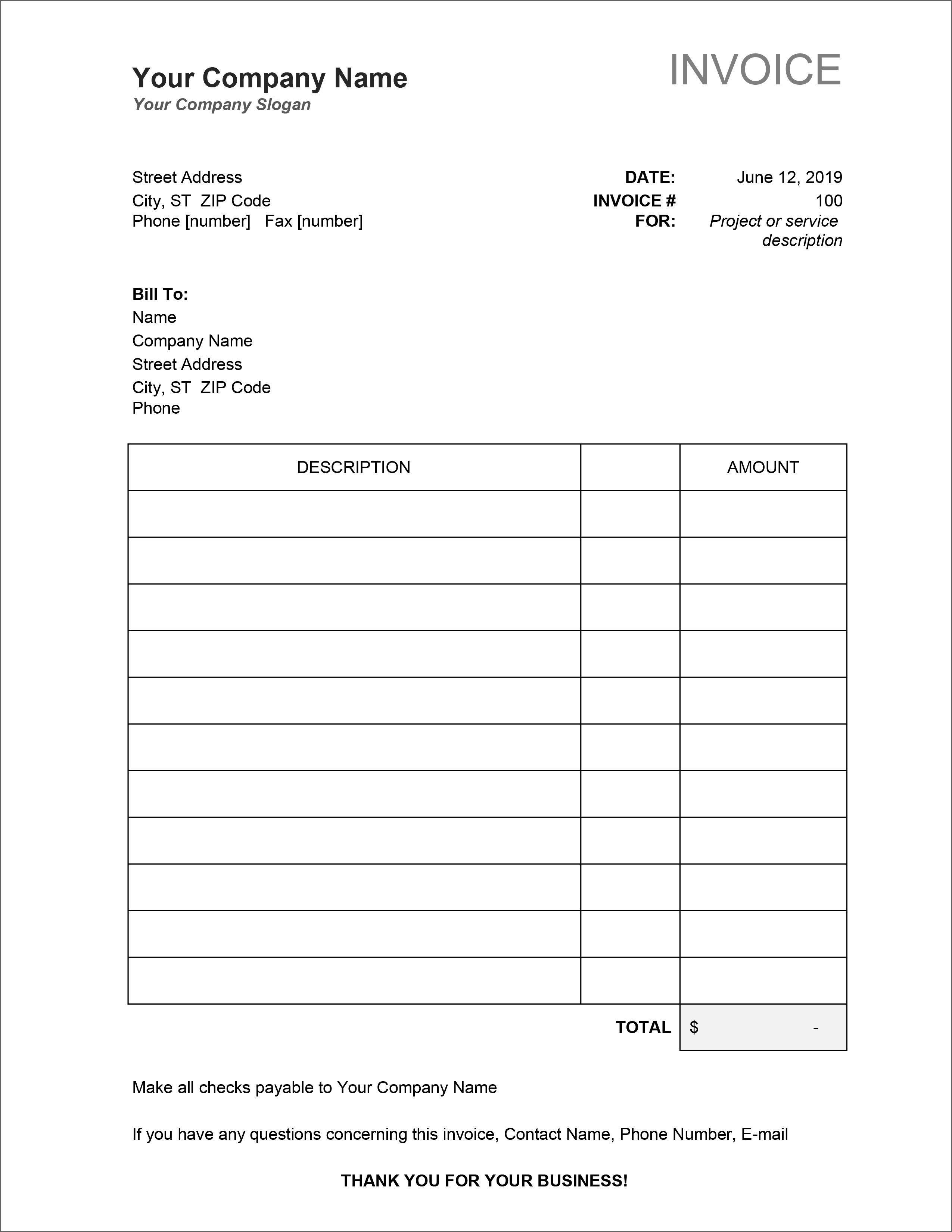 microsoft excel invoice template free