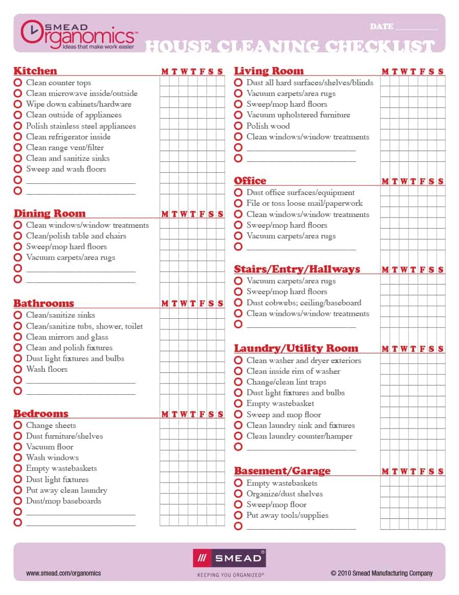 Free House Cleaning Templates To Print