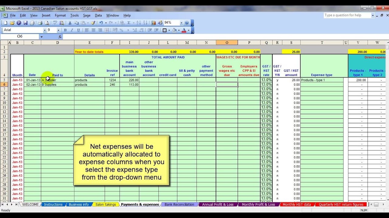 canadian salon gsthst accounting spreadsheet gst reconciliation format in excel