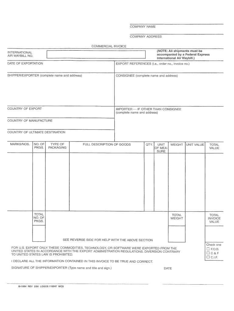 commercial invoice template for fedex