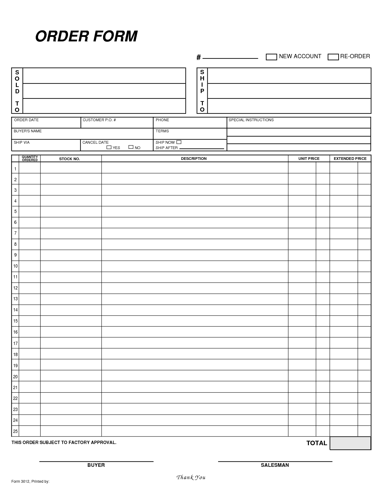 free blank order form template order form template bullet order slip receipt